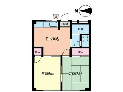 ビクトリーマンション吉山(2DK/2階)の間取り写真