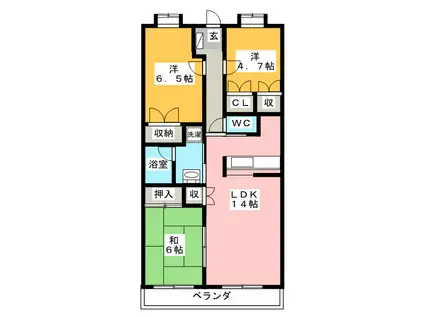 高田レジデンス(3LDK/2階)の間取り写真