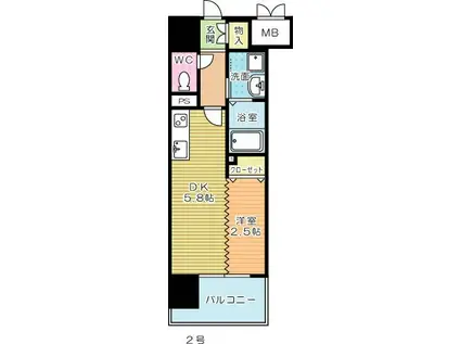 デザイナーズ ざ・片野(1DK/7階)の間取り写真