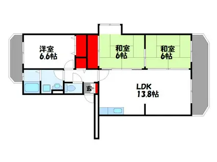 サンシャイン篠栗Ⅱ(3LDK/2階)の間取り写真