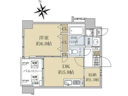 ライフデザイン昭和町(1DK/3階)の間取り写真