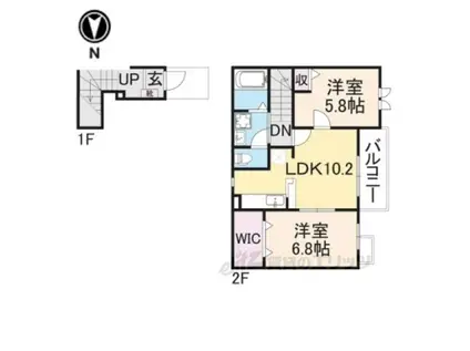 ＪＲ桜井線 三輪駅 徒歩11分 2階建 築8年(2LDK/2階)の間取り写真