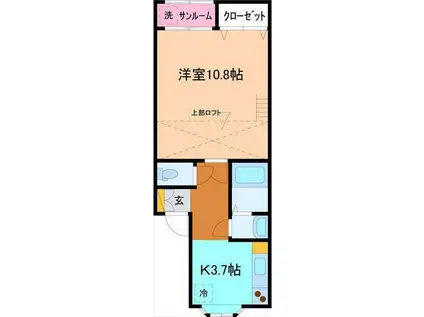 ファイン西金沢III(1K/2階)の間取り写真