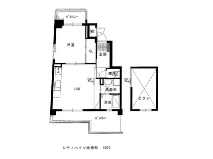 シティハイツ金屋町(1LDK/10階)の間取り写真