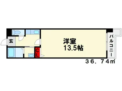 クレスティ博多(1K/5階)の間取り写真