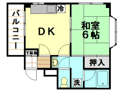 第ⅡKIビル(1DK/3階)の間取り写真