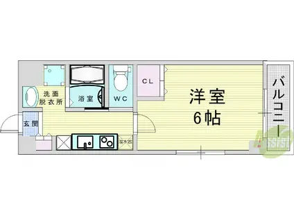 みおつくし堂島II(1K/6階)の間取り写真