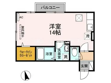 MIUMU A棟(ワンルーム/1階)の間取り写真