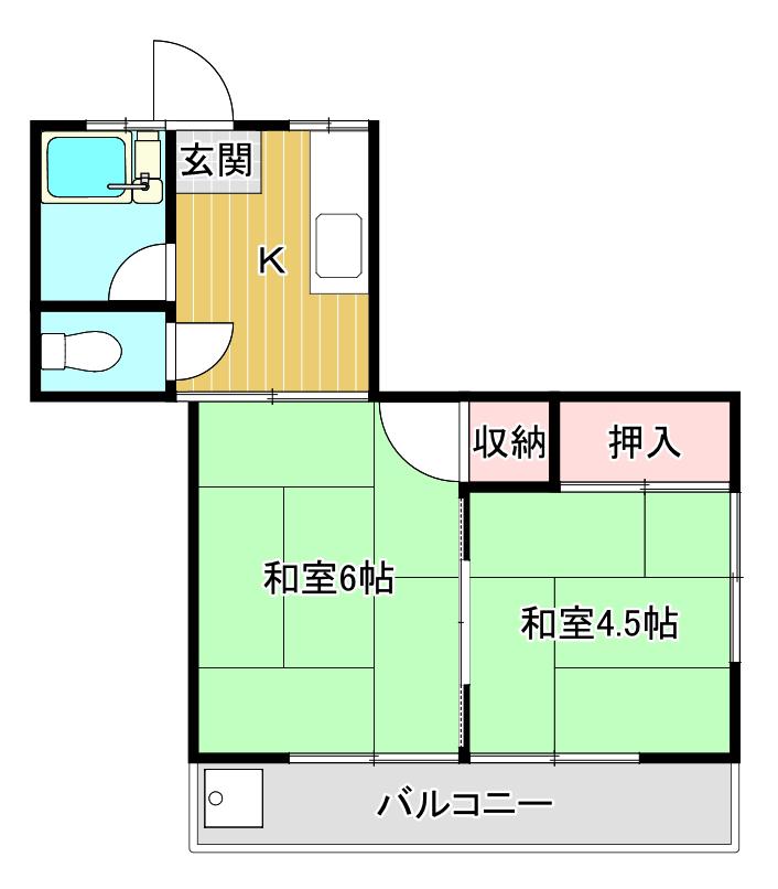 コーポ綾(2K/2階)の間取り写真