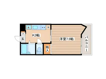 旭サークルコンフォート(1K/4階)の間取り写真