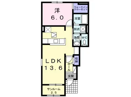 アルモニーII(1LDK/1階)の間取り写真