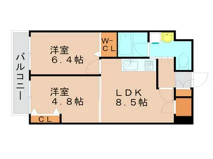 コンダクト福岡東(2LDK/5階)の間取り写真