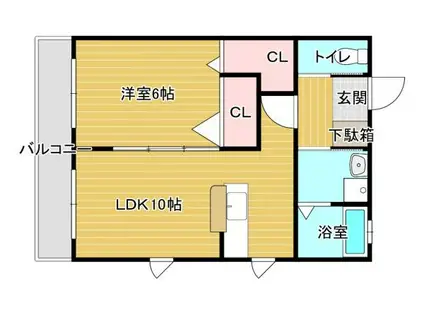 リバティーハウスI(1LDK/2階)の間取り写真