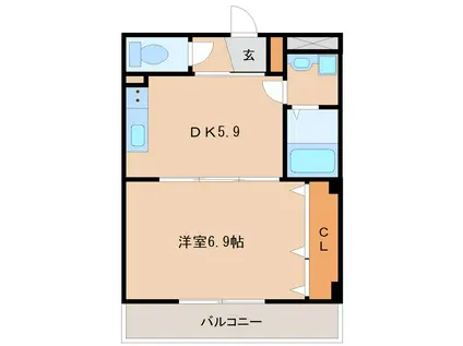 MKコート立花(1DK/2階)の間取り写真