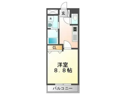 ソレアード田園(1K/1階)の間取り写真