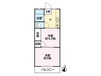 YKフラット(2K/2階)の間取り写真