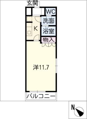 サンハイツ城山(1K/1階)の間取り写真