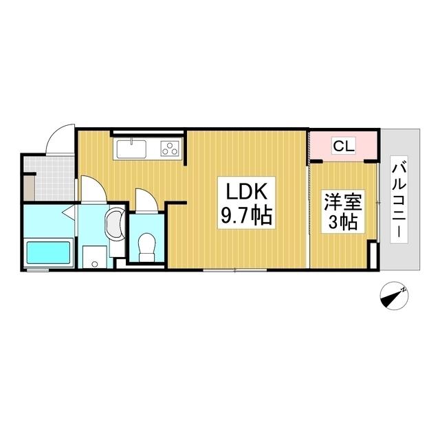 トリシア横町イースト(1LDK/1階)の間取り写真