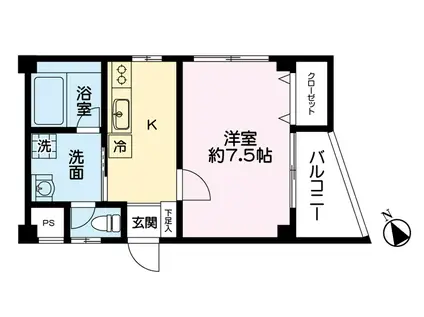 パリグリスィーヌ(1K/3階)の間取り写真