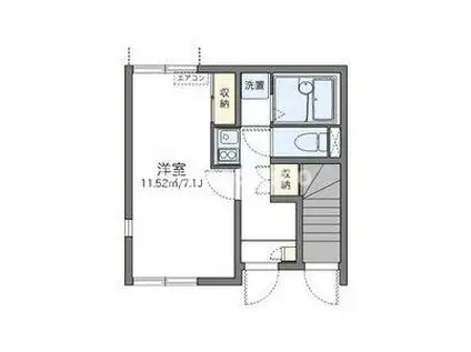 レオネクストソレイユ籠池(1K/1階)の間取り写真