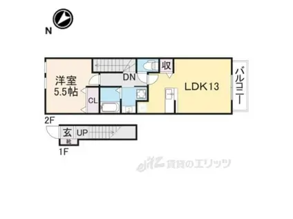 カルムメゾン(1LDK/2階)の間取り写真
