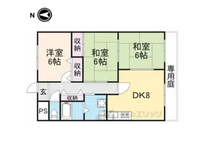 ライフステージ広瀬 駒場新町(3LDK/1階)の間取り写真