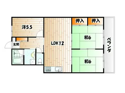 サンシティ三萩野(3LDK/4階)の間取り写真