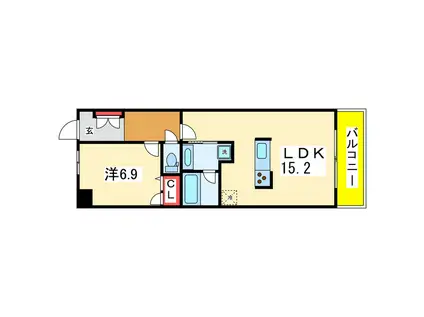 アップルガーデンイースト(1LDK/7階)の間取り写真