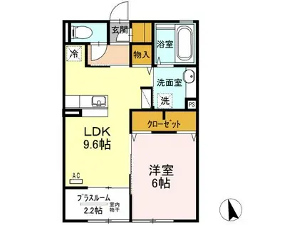 DEEP PURPLE SAIWAI(1LDK/2階)の間取り写真