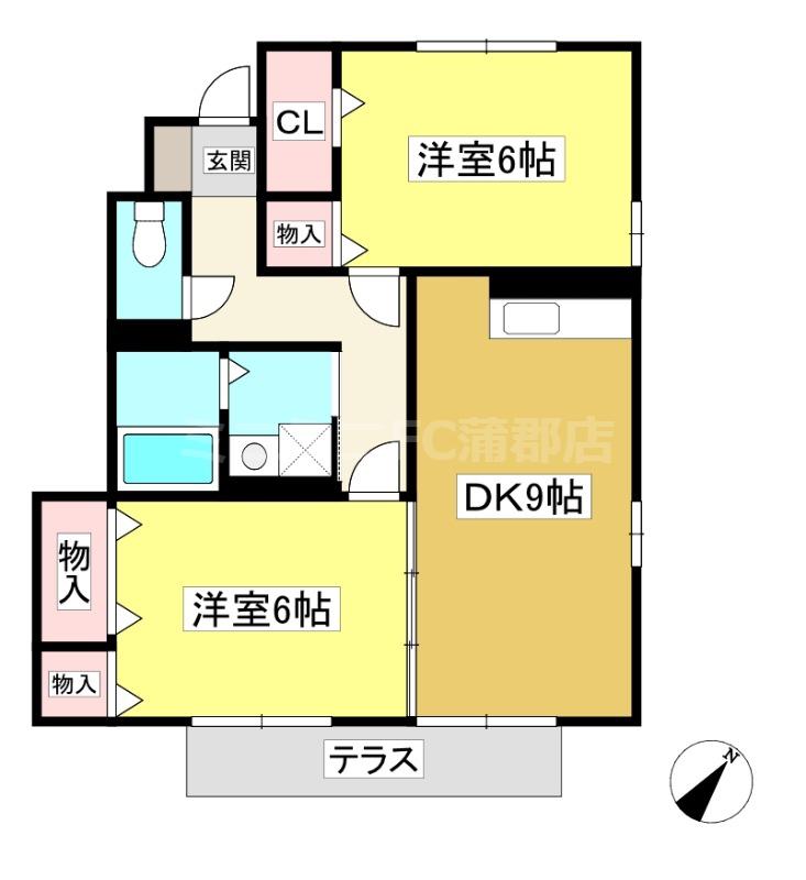 フルール C(2DK/1階)の間取り写真
