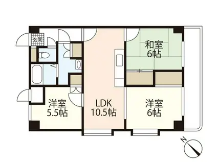 サンシャイン(3LDK/6階)の間取り写真