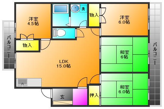 古賀第2ビル(4LDK/1階)の間取り写真