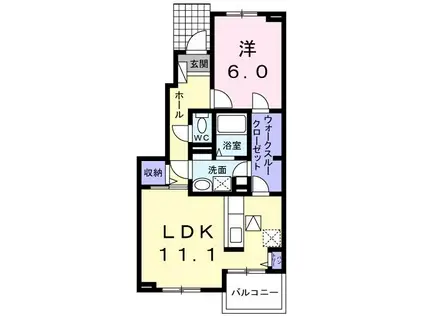 ルミエールII(1LDK/1階)の間取り写真