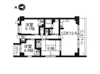 カステッロ北山(3LDK/3階)の間取り写真