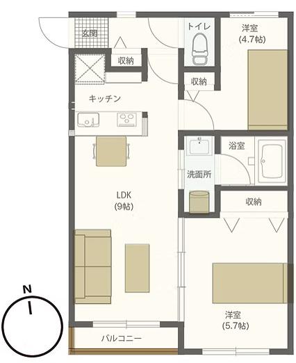 ライズニセコD棟(2LDK/3階)の間取り写真