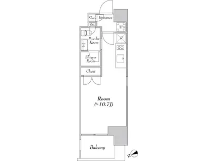 カナルフロント芝浦(ワンルーム/4階)の間取り写真