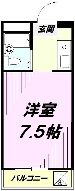 ドウェル砂川(ワンルーム/4階)の間取り写真