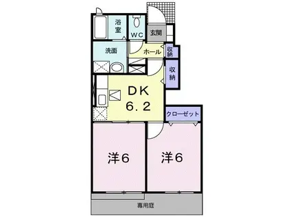 コートジュネス V(2DK/1階)の間取り写真