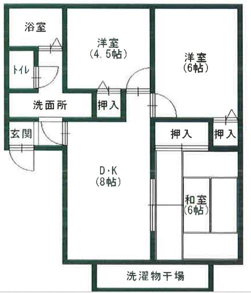 グランドゥール殿元(3DK/1階)の間取り写真