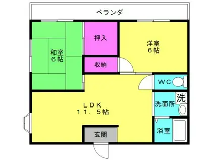 ドゥ・ホーム魚住(2LDK/4階)の間取り写真