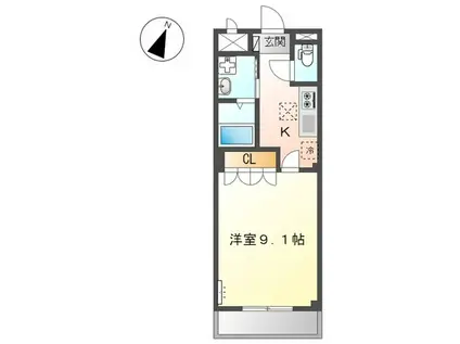 サントレノ(1K/1階)の間取り写真