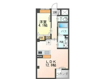 コンフェティ(1LDK/4階)の間取り写真