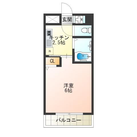 ビジタル丸山通5(1K/6階)の間取り写真