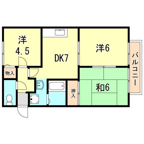 ハイツナカノ(3DK/1階)の間取り写真