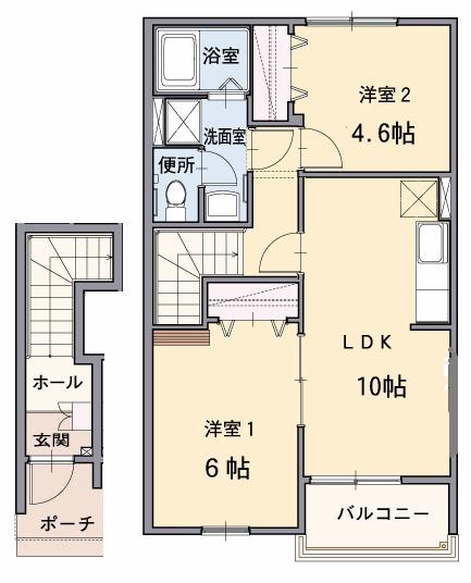 セナアイランドB(2DK/2階)の間取り写真