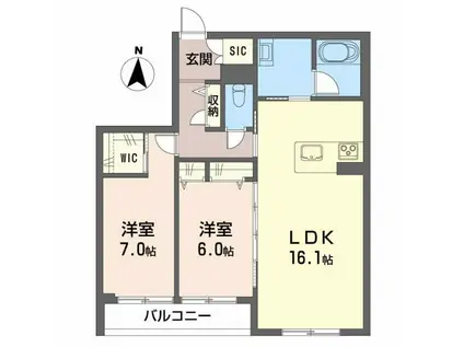 カルムメゾン(2LDK/2階)の間取り写真