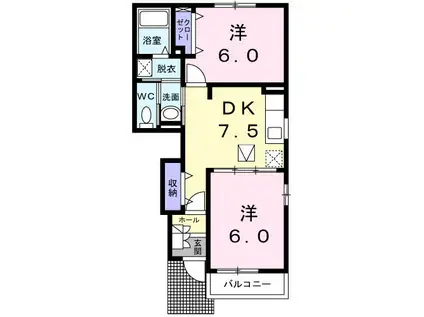 アルエットD(2DK/1階)の間取り写真
