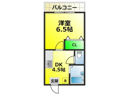 クレスト80(1DK/3階)の間取り写真