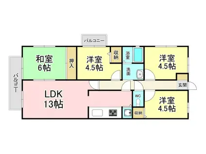 サンパーク引野II(4LDK/5階)の間取り写真