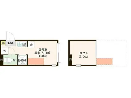 シースカイ平井(ワンルーム/1階)の間取り写真